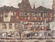 Egon Schiele House with Drying Laundry (mk12) oil painting reproduction